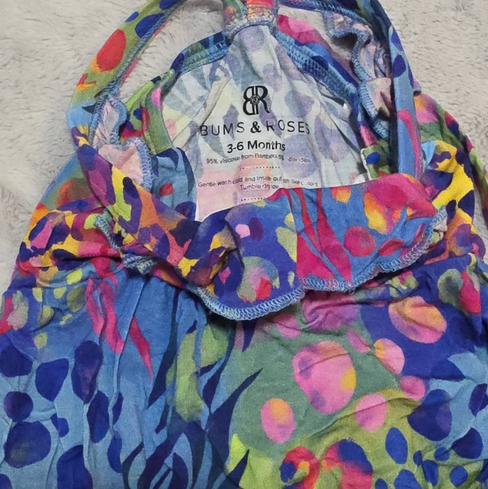 3-6mo Bums & Roses Lets Get Wild Bubble Romper - Picture 2 of 3